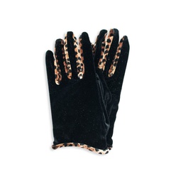Velvet & Animal-Print Gloves