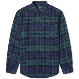 Portuguese Flannel Abstract Black Watch Button Down Check Sh Green & Navy