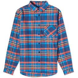 Portuguese Flannel Basti Button Down Check Shirt Blue & Orange