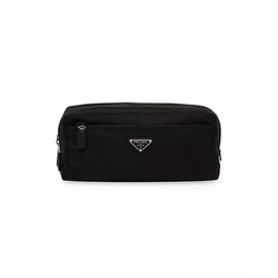 Re-Nylon and Saffiano Leather Travel Pouch