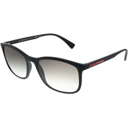 Prada PS 01TS DG00A7 Black Rubber Plastic Rectangle Sunglasses Grey Gradient Len