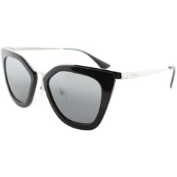 Prada Womens Metal Bridge Mirrored Sunglasses, Black/Silver 52mm