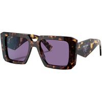 Prada PR 23YSF 2AU05Q Tortoise Plastic Square Sunglasses Violet Mirror Lens