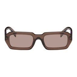 Brown Rectangular Sunglasses 241208M134020