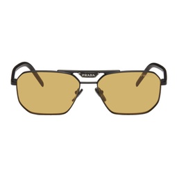 Black Thin Metal Aviator Sunglasses 241208F005000