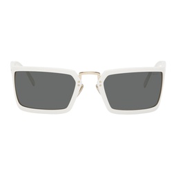 White Rectangular Sunglasses 241208F005021