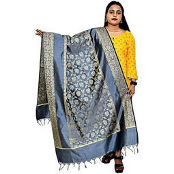 Pramila Fashion Womens Taffeta Silk Banarasi Silk Zari Dupatta for Women Soft Lightweight Shawl Scarf Wrap Chunni(024)