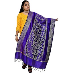 Pramila Fashion Womens Taffeta Silk Banarasi Silk Zari Dupatta for Women Soft Lightweight Shawl Scarf Wrap Chunni(024)
