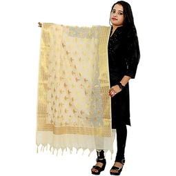 Pramila Fashion Womens Cotton Silk Zari Work Banarasi Dupatta silk shawl for women golden dupatta for indian wear(018)