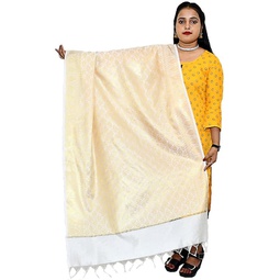 Pramila Fashion Womens Taffeta Silk Banarasi Cotton Silk Womans Dupatta Scarf Shawl Wrap Soft Indian Bridal Wedding(027)