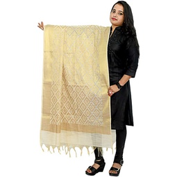 Pramila Fashion Womens Cotton Silk Zari Work Banarasi Dupatta silk shawl for women golden dupatta for indian wear(018)