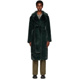 Green Proenza Schouler White Label Belted Faux-Fur Coat 231288F059001