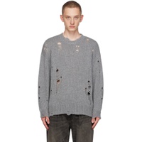 Gray Distressed Sweater 232021M201014