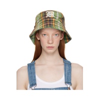Green Plaid Bucket Hat 231021F015001