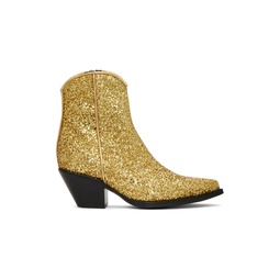 Gold Skinny Ankle Cowboy Boots 241021F113002