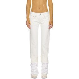 White Cuffed Boy Jeans 241021F069000