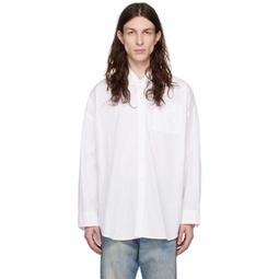 White Drop Neck Shirt 231021M192006