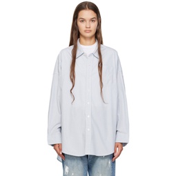 Blue & White Drop Neck Shirt 232021F109015