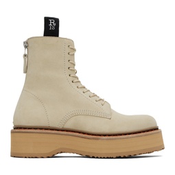 Beige Single Stack Boots 232021F113000