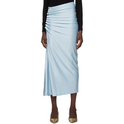 Blue Gathered Midi Skirt 241605F092004