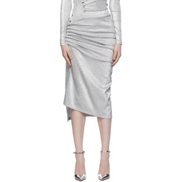 Silver Gathered Midi Skirt 232605F092002
