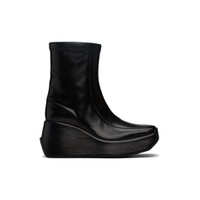 Black Leather Ankle Boots 222287F113001