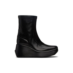 Black Leather Ankle Boots 222287F113001