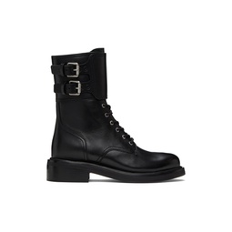 Black RB Moto Lace Up Boot 241055F113006
