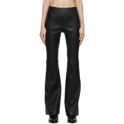 Black Simone Flared Leather Pants 231055F084001