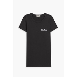 Embroidered cotton-jersey T-shirt