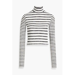 Striped stretch-knit turtleneck sweater