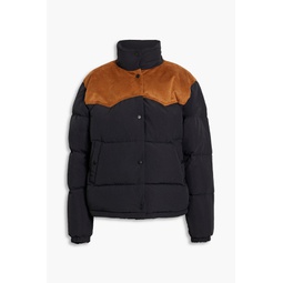 Cal faux suede-paneled quilted ripstop down jacket