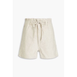 Striped cotton, hemp and linen blend canvas shorts