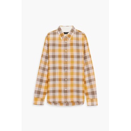 Beach checked crinkled cotton and TENCEL-blend shirt
