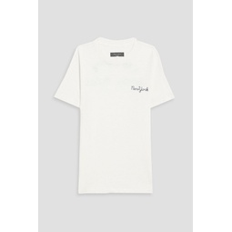 Embroidered printed cotton-jersey T-shirt