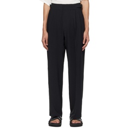 Black Pin Buckle Tab Trousers 241599M191000