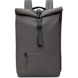 Gray Rolltop Rucksack Backpack 241524M166019