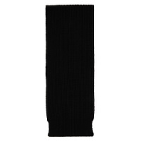 Black Rib Knit Scarf 222261M150000