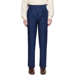 Navy Pleated Trousers 241261M191004