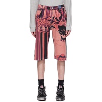 Pink Printed Denim Shorts 231361M193001