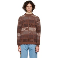 Brown Jacquard Sweater 222361M201002