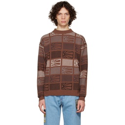 Brown Jacquard Sweater 222361M201002