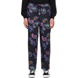 Black Graphic Print Trousers 222361M191000