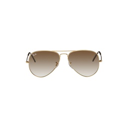 Gold Aviator Sunglasses 241718F005002
