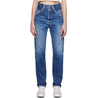 Blue Double Waisted Drainpipe Jeans 231800F069043