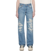 Blue High Rise Loose Jeans 231800F069015