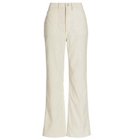 women 70s pocket loose flare pants corduroy in off white