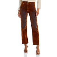70s Ultra High Rise Straight Velvet Jeans in Distressed Amber Flow