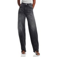 Tailored Cotton High Rise Jeans in Actblk