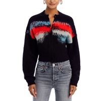 Intarsia Crewneck Cardigan Sweater